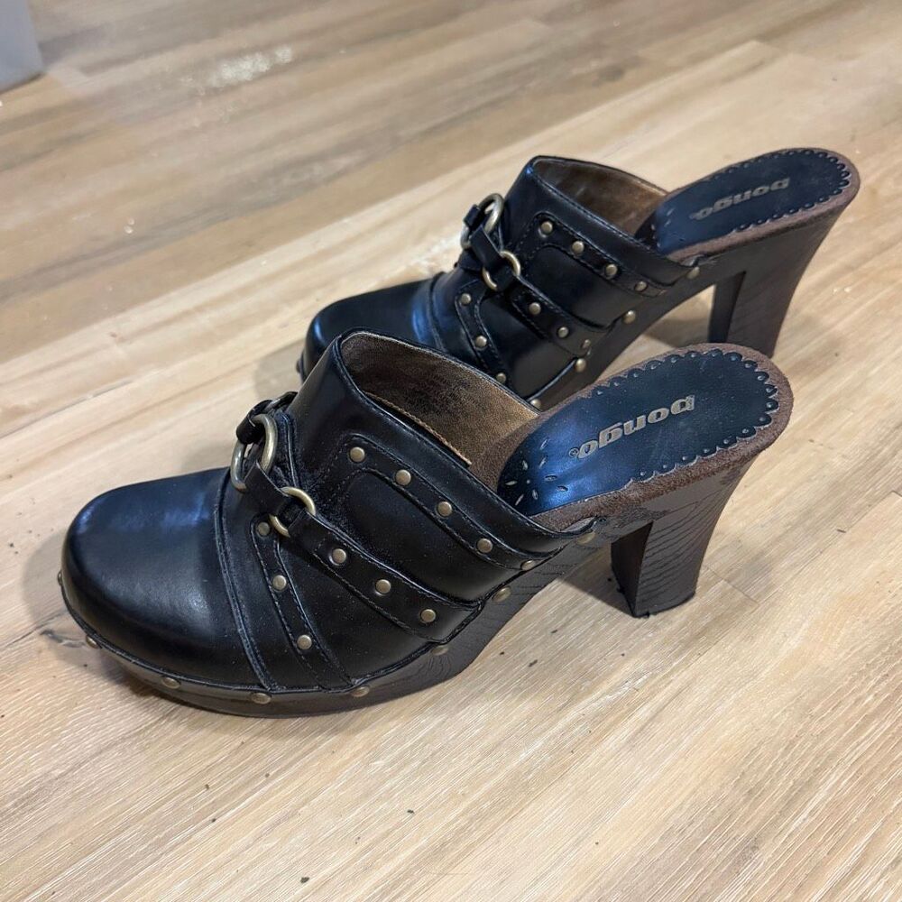 Bongo Studded Leather Mule Platform Chunky Y2K Clog Sz 10 Edgy Boots Grunge Alt